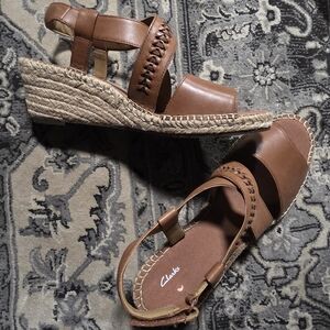 Clarks Brown Wedge Sandals for Women Size 10 NEW W/O BOX